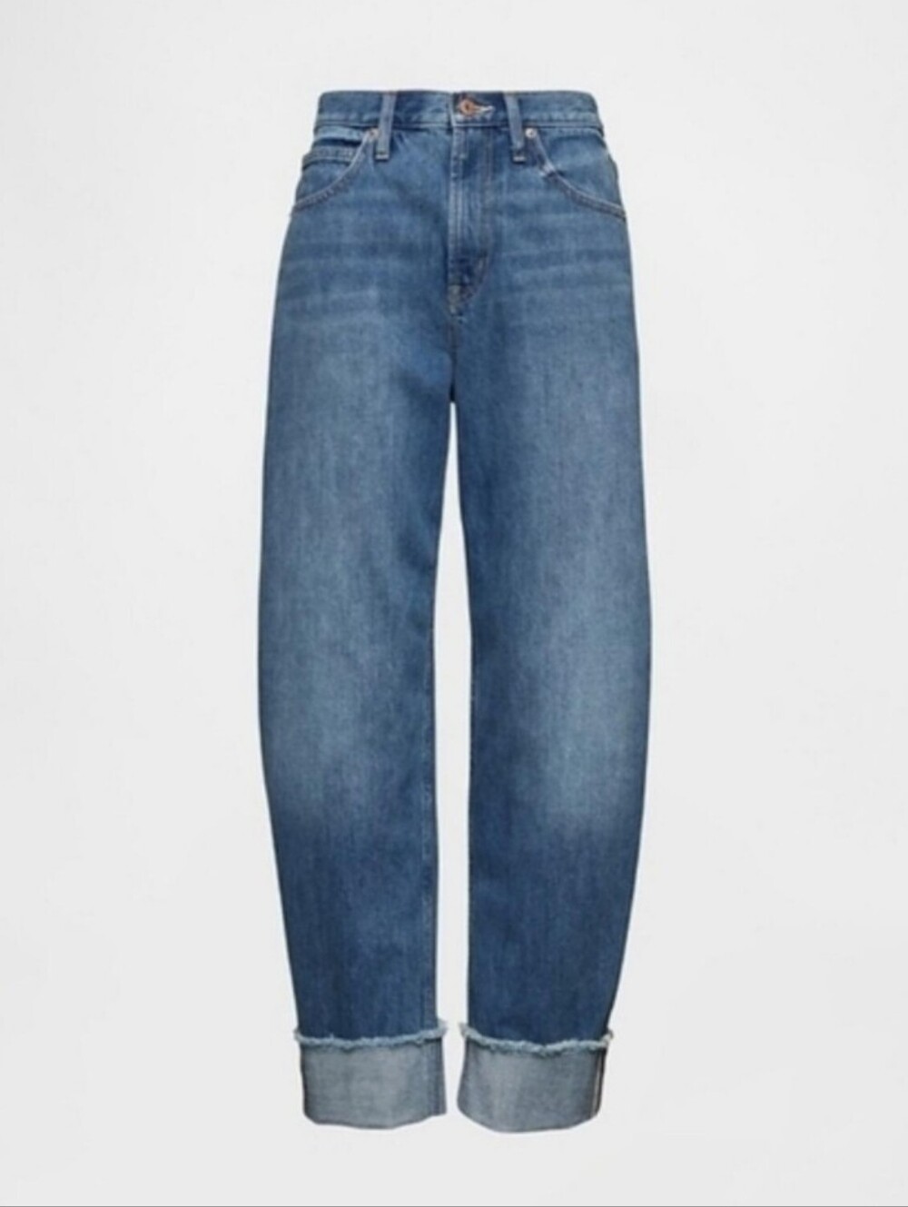 NWT Gap High Rise Cuffed Barrel Jeans Medium Wash - Picture 5 of 12